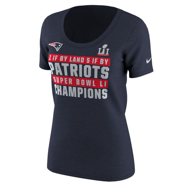 New England Patriots Nike Women's 5-Time Super Bowl Champions Celebration Local Scoop Neck T-Shirt - Navy